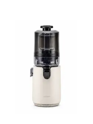 Hurom E50ST เครื่องสกัดเย็น Mega Hopper สี Mushroom White มุมด้านหน้า