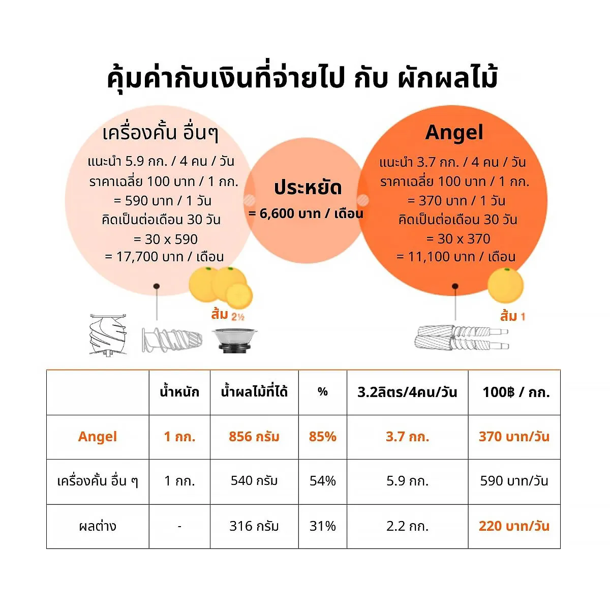 เครื่องคั้นแยกกากน้ำผักผลไม้ สกัดเย็น Angel Juicer